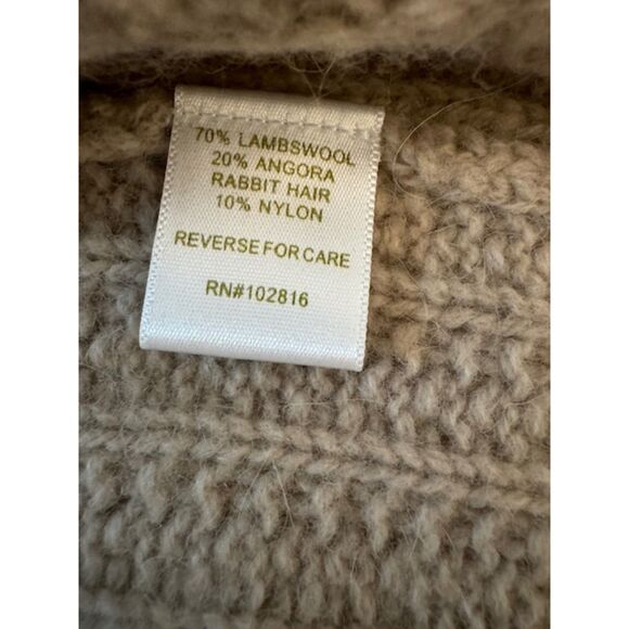 Garnet Hill Oversized Ribbed Turtleneck Sweater, Beige, Small - Picture 3 of 5